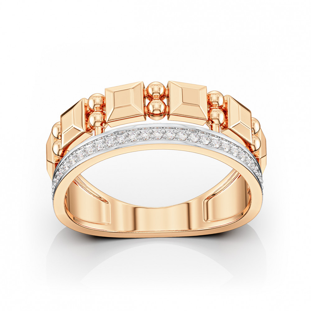 Gold ring with cubic zirkonia. Article 380750  size 19 - Photo 2