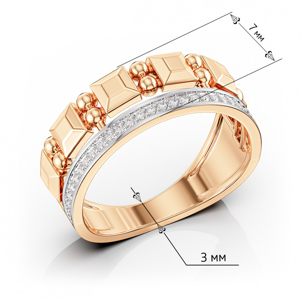 Gold ring with cubic zirkonia. Article 380750  size 19 - Photo 3