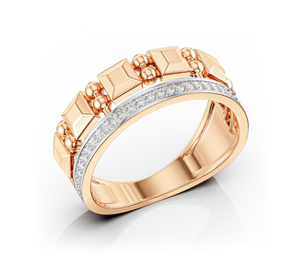 Gold ring with agate and cubic zirconia. Article 369540 - Photo  1