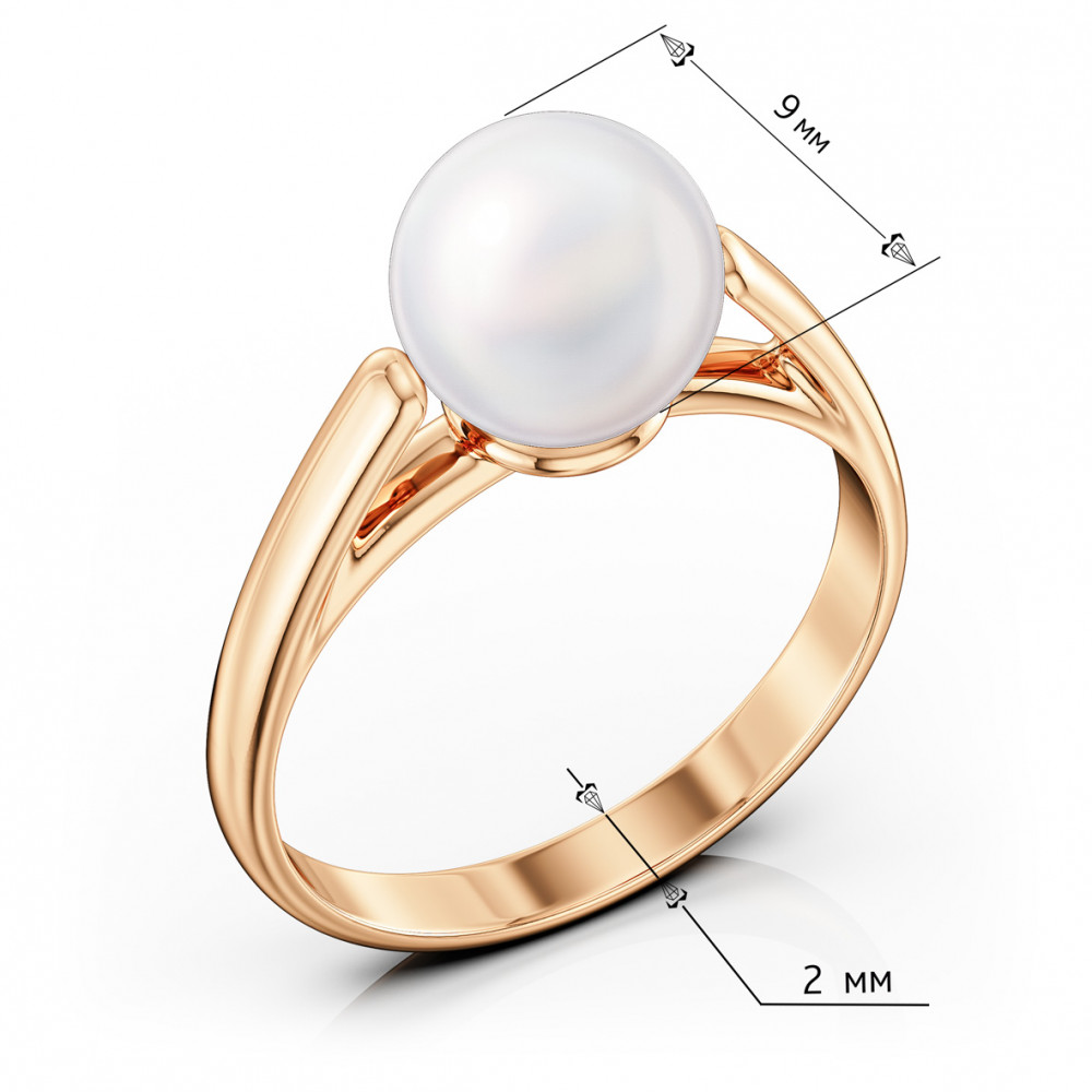 Gold ring with pearls. Article 380756  size 16.5 - Photo 3