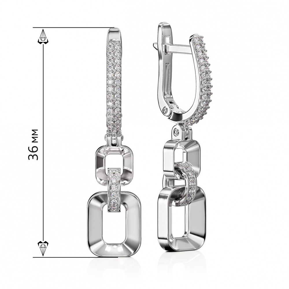 Золоті сережки з фіанітами. Артикул 490106В  - Фото 2