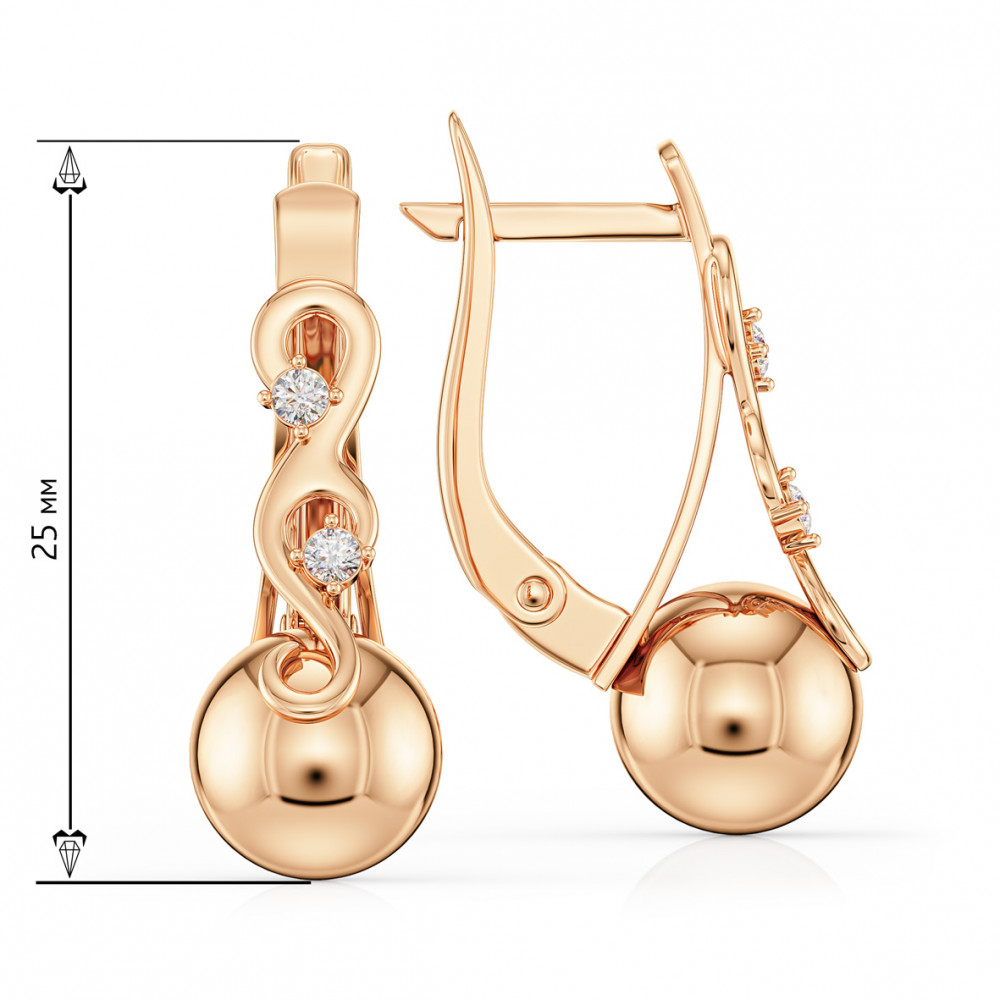 Золоті сережки з фіанітами. Артикул 490134  - Фото 2