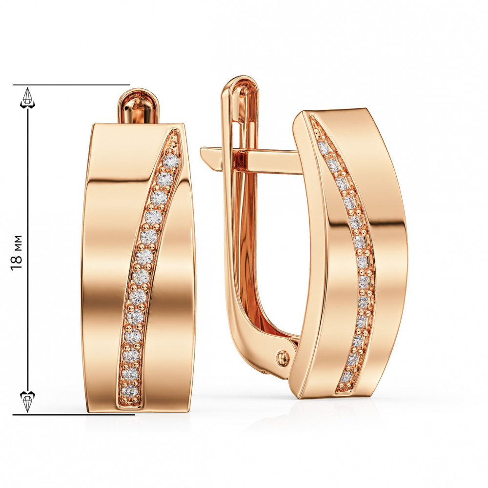 Золоті сережки з фіанітами. Артикул 490150  - Фото 2