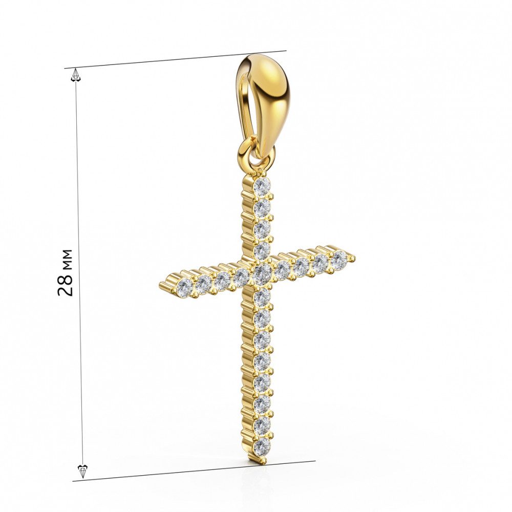 Золотой крестик с фианитами. Артикул 260031М  - Фото 2