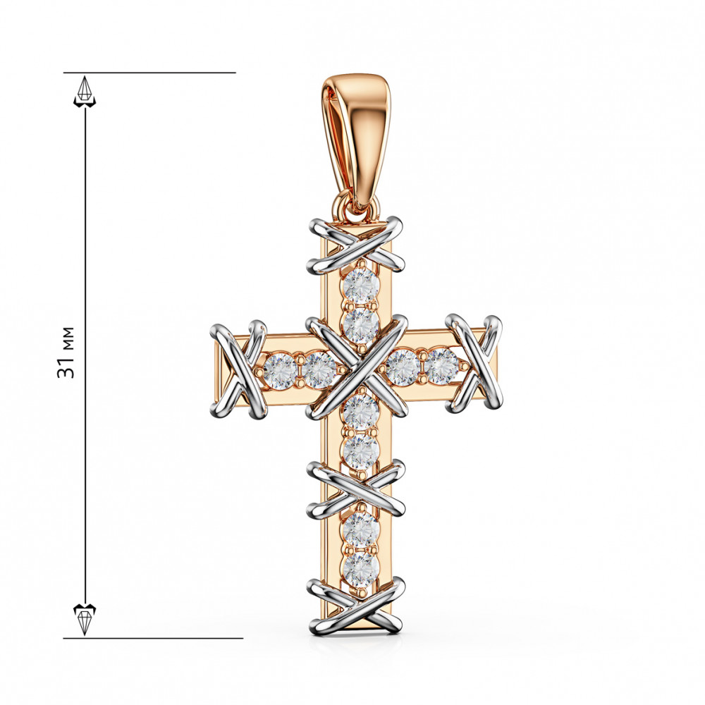 Золотой крестик с фианитами. Артикул 270141  - Фото 2