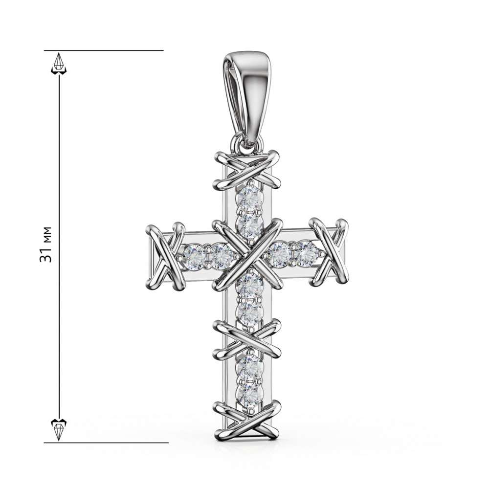 Золотой крестик с фианитами. Артикул 270141В  - Фото 2