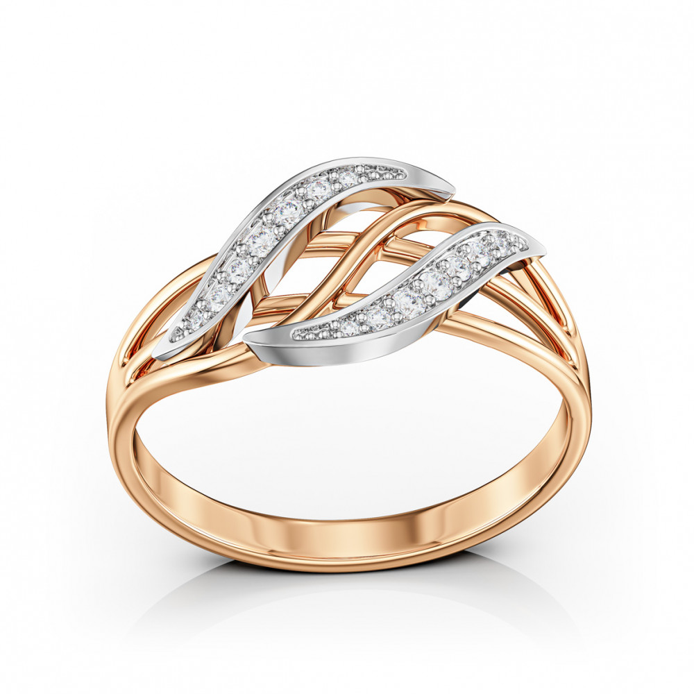 Золота каблучка з фіанітами. Артикул 350119  розмір 17.5 - Фото 2