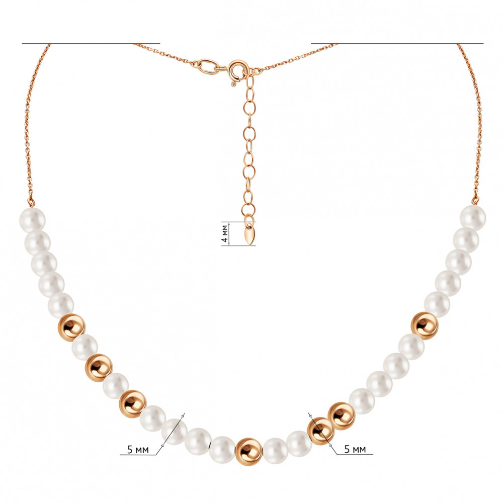 Золотое колье с жемчугом. Артикул 860653  размер 400 - Фото 2