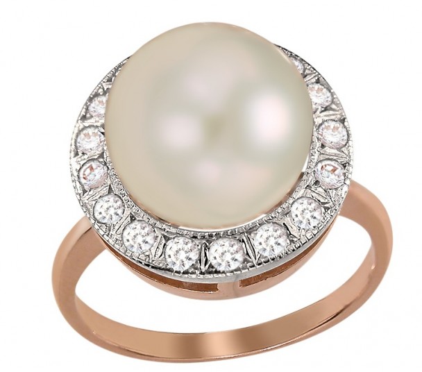 Золотое кольцо с жемчугом и бриллиантами - Фото  10