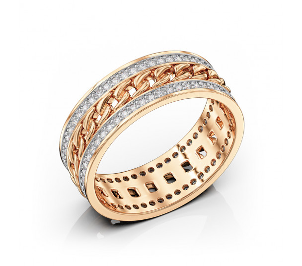 Золотое кольцо с фианитами. Артикул 380747 - Фото  1