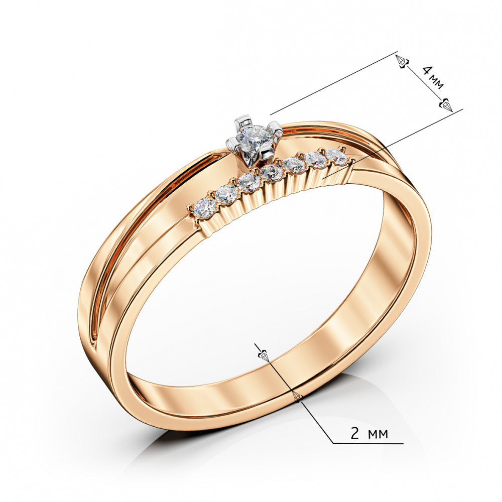 Золотое кольцо с фианитами. Артикул 380753  размер 16.5 - Фото 3