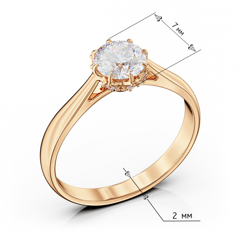 Золотое кольцо с фианитом. Артикул 380754  размер 18.5 - Фото 3