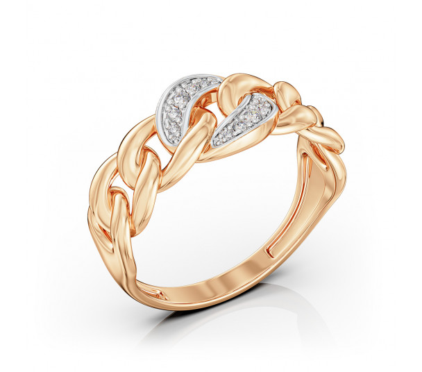 Золотое кольцо с агатом и фианитами. Артикул 369731 - Фото  1