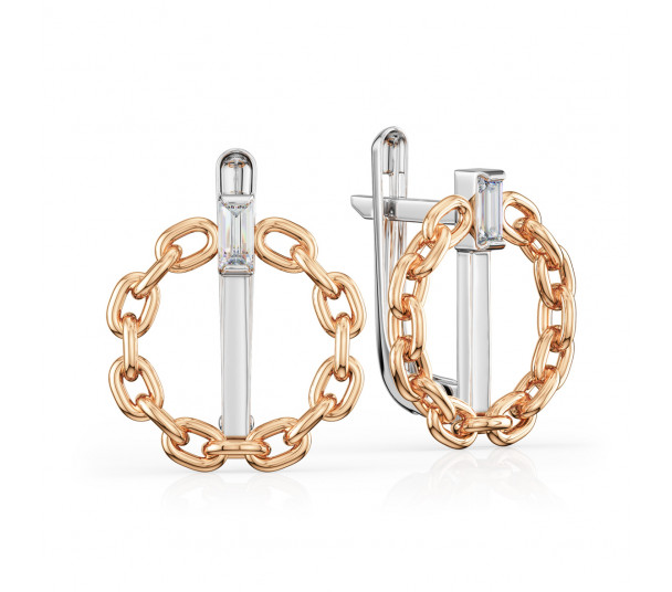 Золотые серьги с александритом и фианитами. Артикул 4527377 - Фото  1