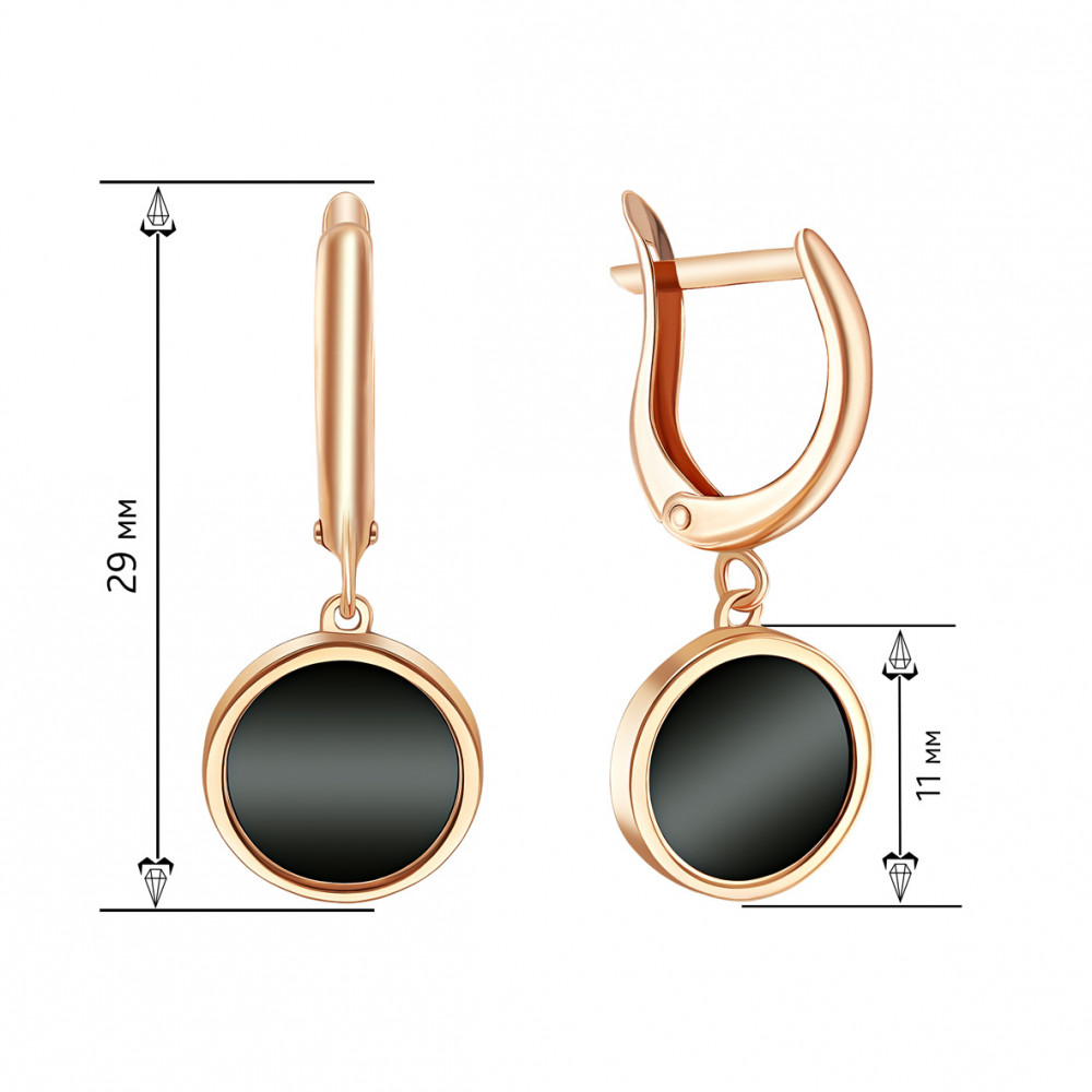 Золоті сережки з агатом. Артикул 449841  - Фото 2