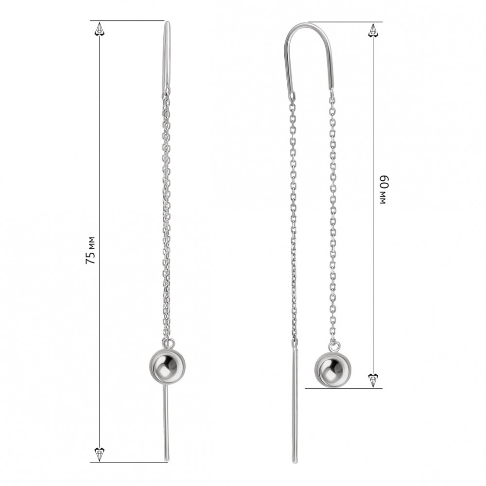 Золоті сережки-протяжки. Артикул 580056В  - Фото 2