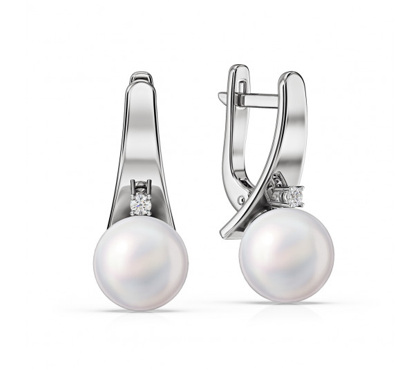 Gold earrings with diamond. Article 770369В - Photo  1