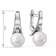 Gold earrings with diamonds and pearls. Article 770473В  - Photo 2