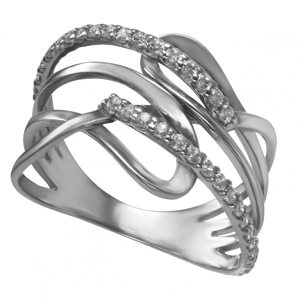 Серебряное кольцо с фианитами. Артикул 380216С  размер 18 - Фото 2