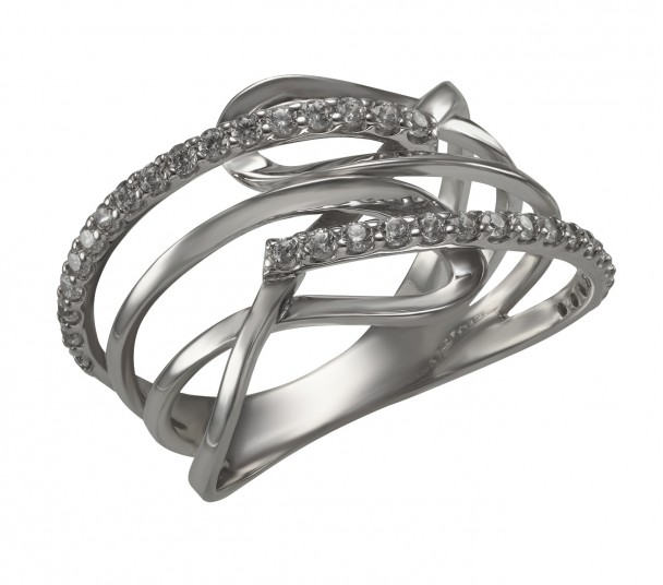 Серебряное кольцо с фианитами. Артикул 380216С  размер 18 - Фото 1