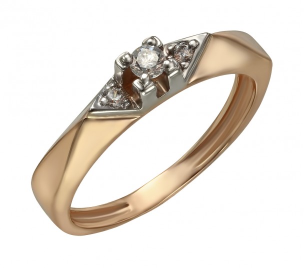 Золотое кольцо с жемчугом и фианитами. Артикул 330980 - Фото  1