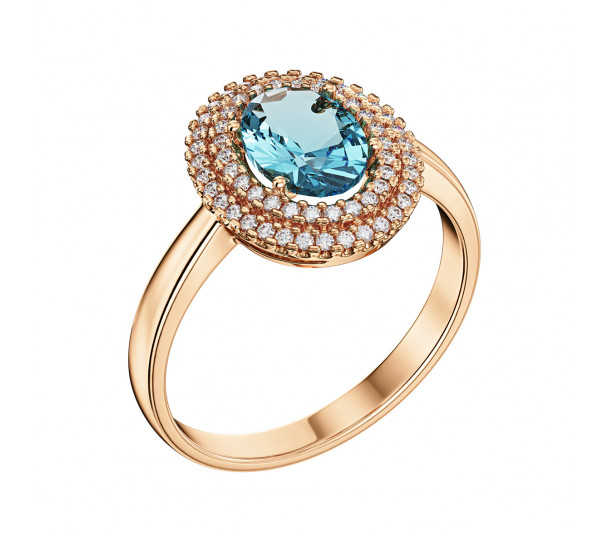 Gold ring with citrine and cubic zirconia. Article 369757 - Photo  1