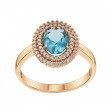 Gold ring with blue topaz and cubic zirkonia. Article 361757  size 18 - Photo 2