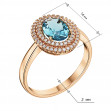 Gold ring with blue topaz and cubic zirkonia. Article 361757  size 18 - Photo 3