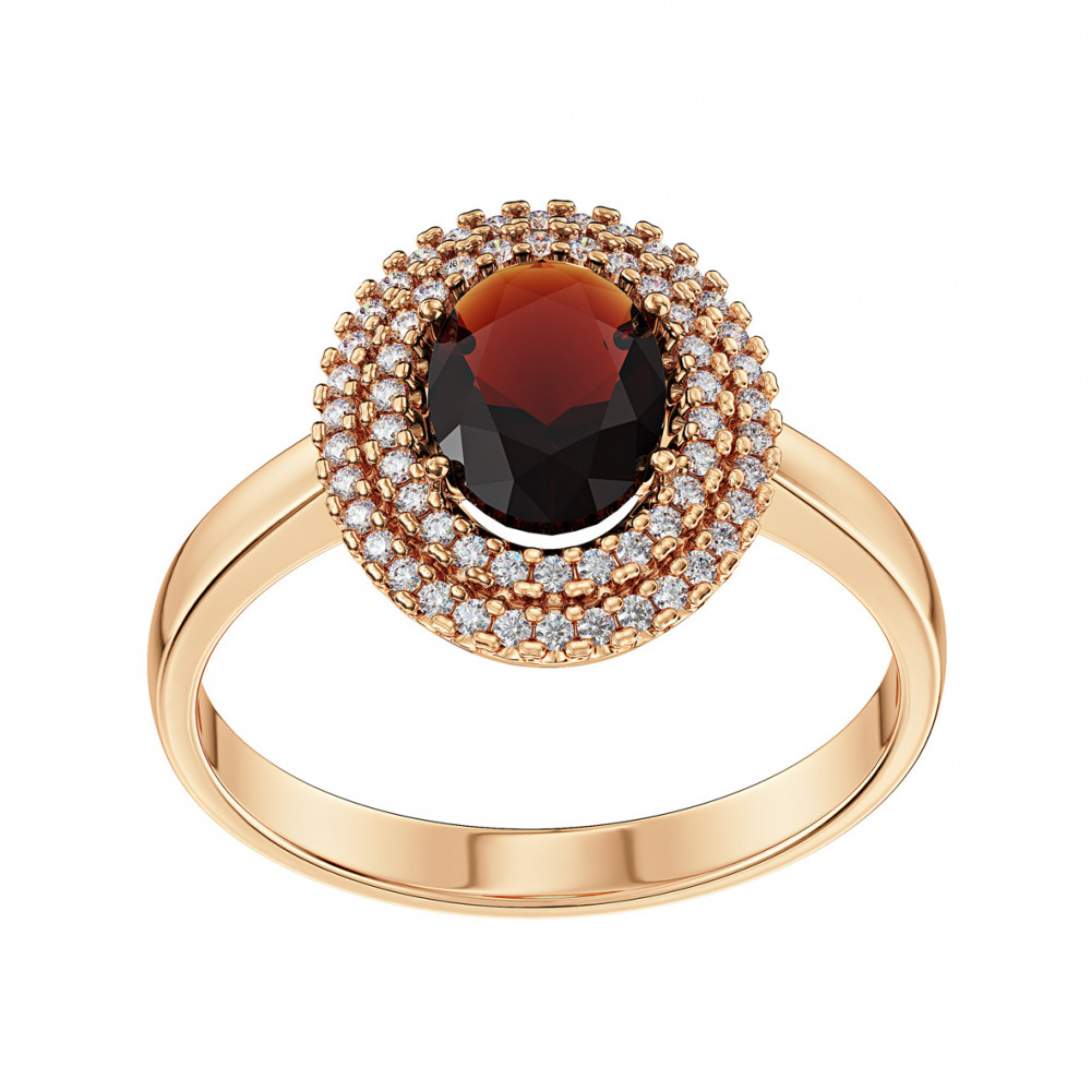 Gold ring with garnet and cubic zirkonia. Article 364757  size 20 - Photo 2