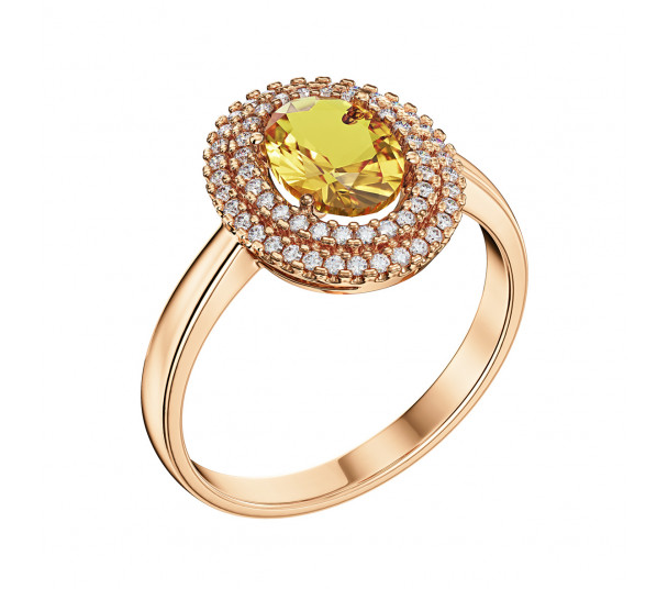 Gold earrings with citrine and cubic zirkonia. Article 449845 - Photo  1