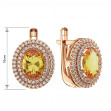 Gold earrings with citrine and cubic zirkonia. Article 449845  - Photo 2