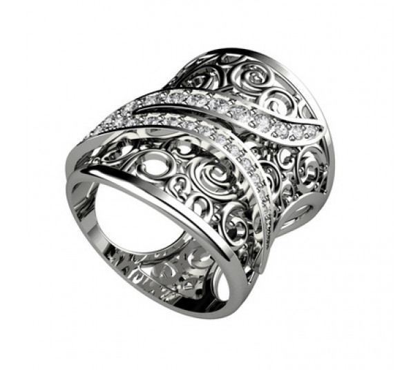 Серебряное кольцо с фианитами. Артикул 320859С - Фото  1
