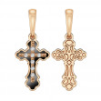 Золотой крестик с фианитами и эмалью. Артикул 270041Е  - Фото 2