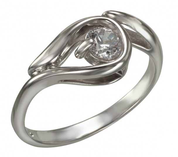 Серебряное кольцо с фианитами. Артикул 380064С - Фото  1