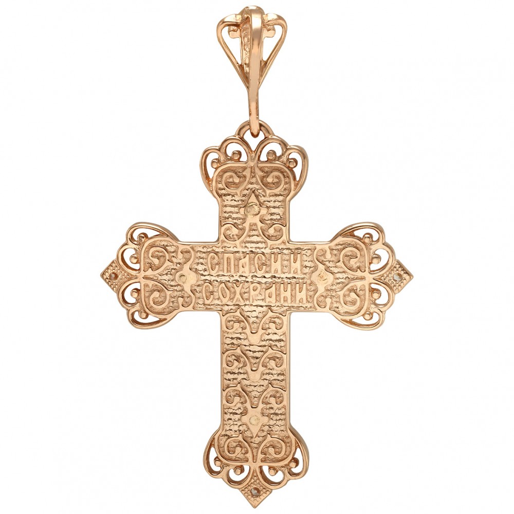 Золотой крестик с эмалью. Артикул 270111Е  - Фото 3