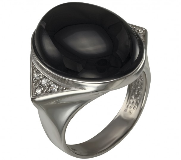 Серебряное кольцо с гранатом и фианитом. Артикул 364509С - Фото  1