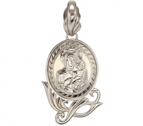 Серебряная ладанка "Иверская икона Божией Матери". Артикул 140219С  - Фото 1