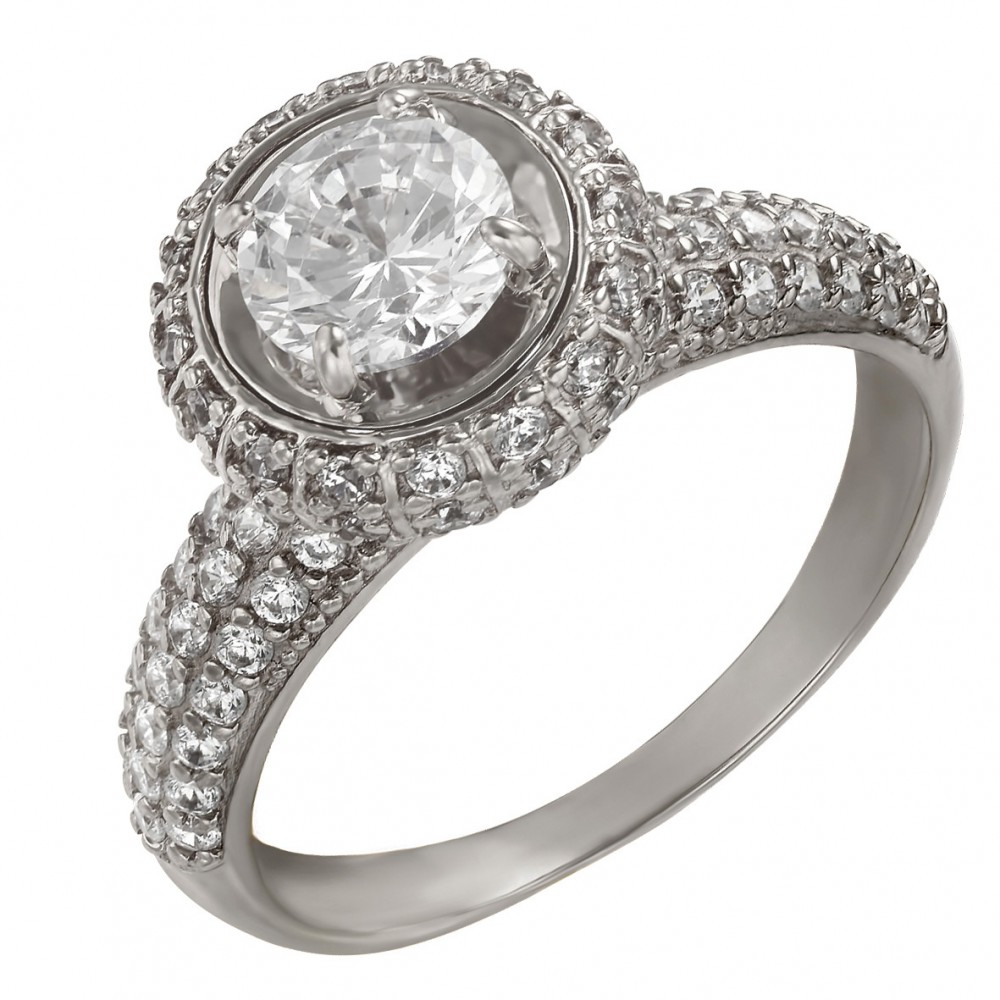 Серебряное кольцо с фианитами. Артикул 330972С  размер 17.5 - Фото 2