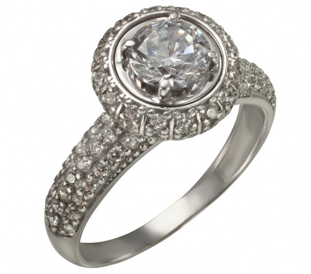 Серебряное кольцо с фианитами. Артикул 320992С - Фото  1