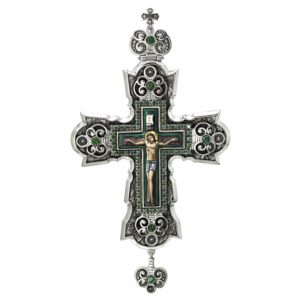 Наперсний хрест (без ланцюга) з фіанітами і емаллю. Артикул 270018А  - Фото 4