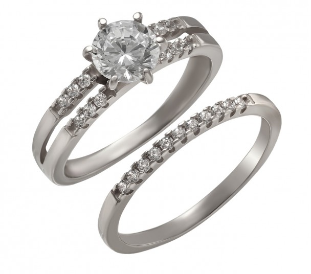 Серебряное кольцо с фианитами. Артикул 320690С - Фото  1