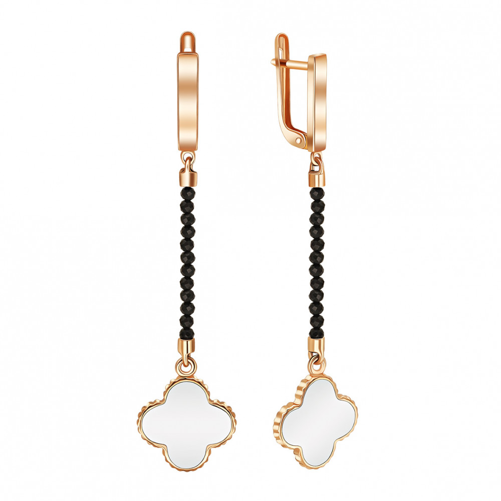 Gold earrings with onyx and enamel. Article 479076Е  - Photo 2