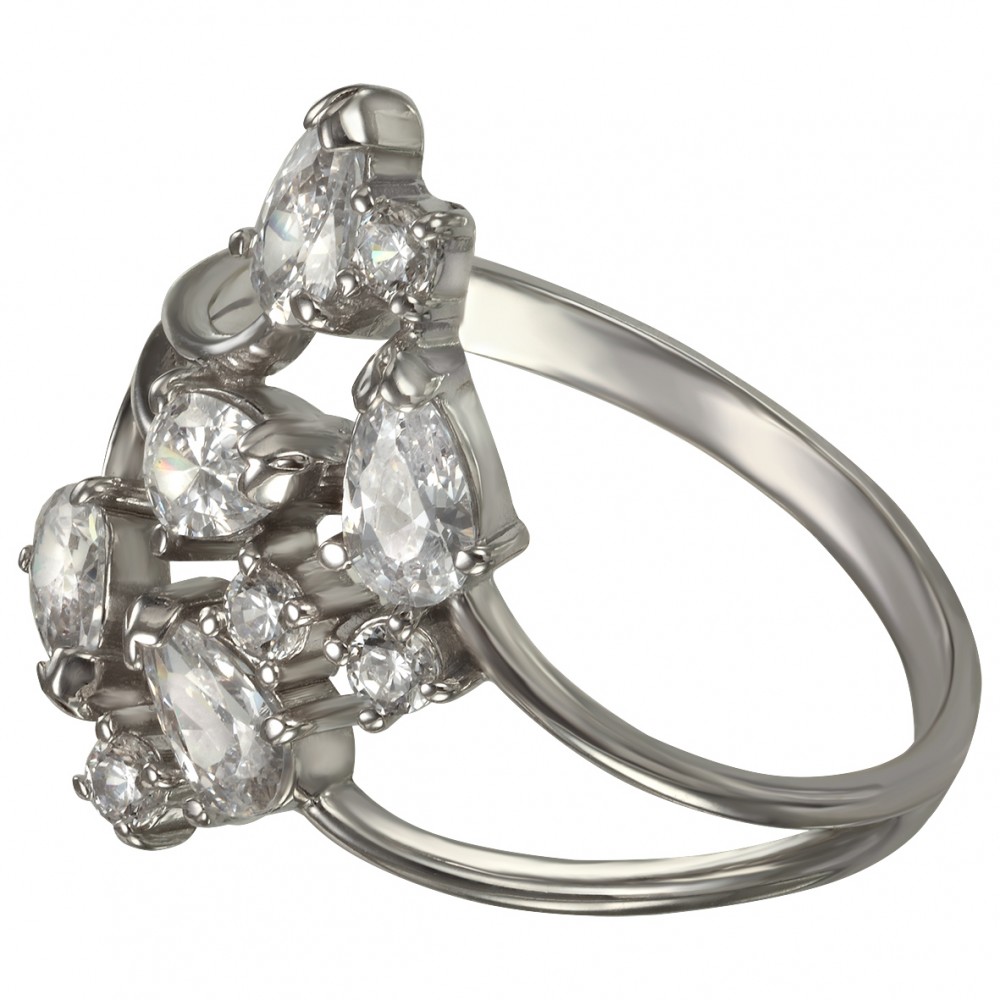Серебряное кольцо с фианитами. Артикул 380415С  размер 17 - Фото 2