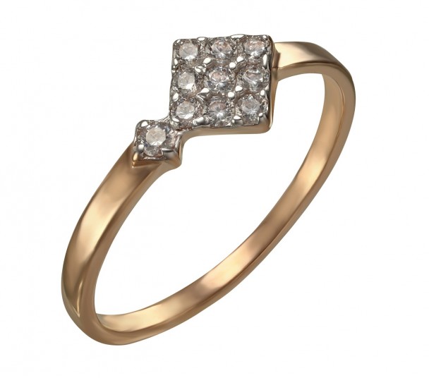 Золотое кольцо с жемчугом и фианитами. Артикул 380212 - Фото  1