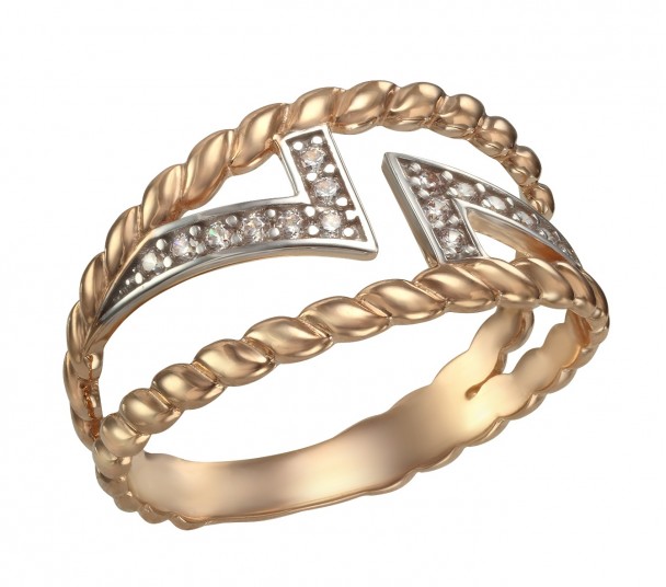 Золотое кольцо с изумрудом и фианитами. Артикул 377758 - Фото  1