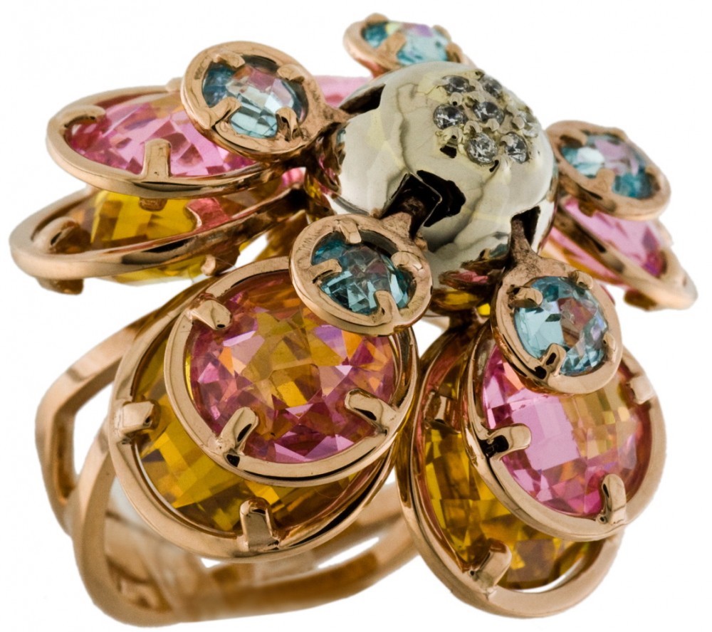 Золотое кольцо с фианитами. Артикул 330653  размер 18.5 - Фото 4