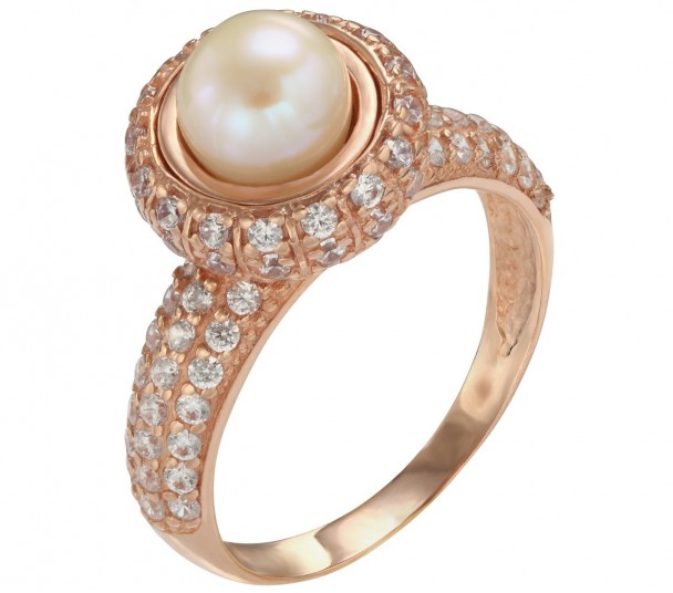 Золотое кольцо с жемчугом и бриллиантами - Фото  13