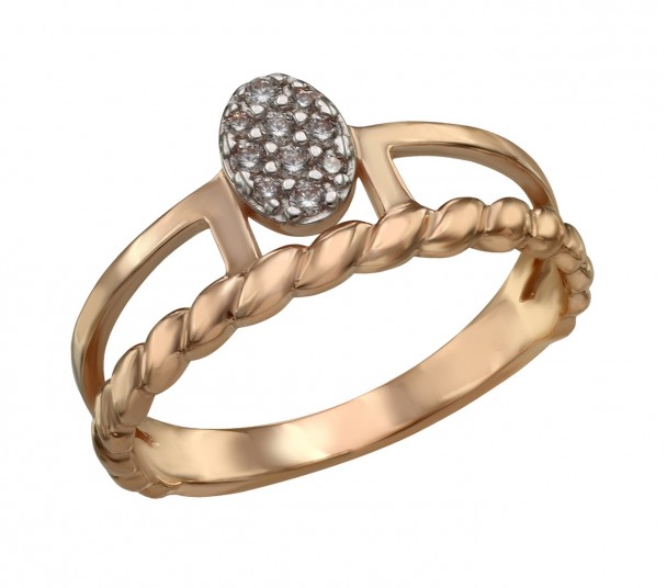 Золотое кольцо с агатом и фианитами. Артикул 369540 - Фото  1