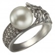 Серебряное кольцо с жемчугом и фианитами. Артикул 380189С  размер 20.5 - Фото 2