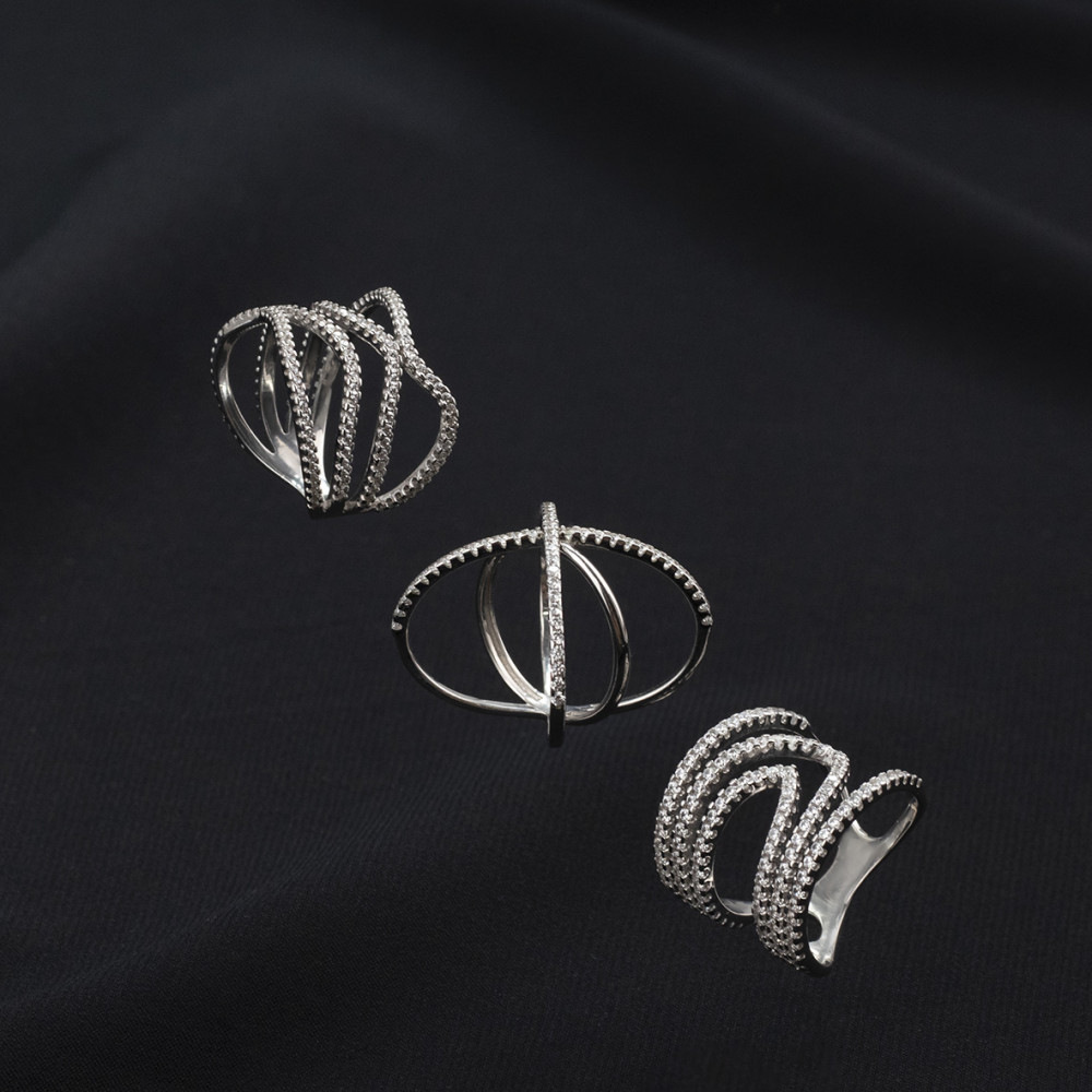 Серебряное кольцо с фианитами. Артикул 380347С  размер 16 - Фото 2